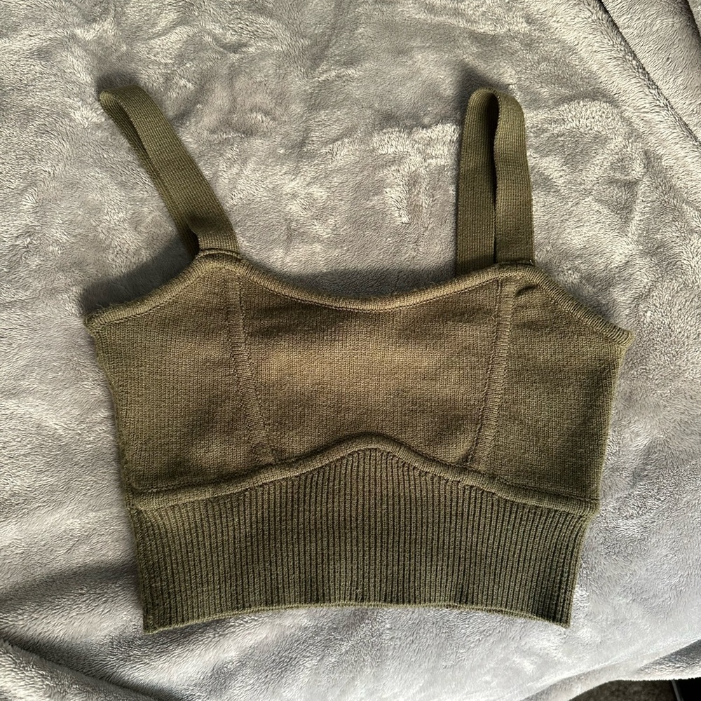 House of Harlow 1960 Olive Green Knit Crop Top